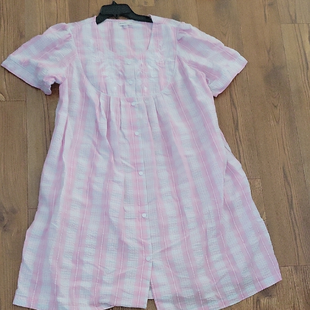 Miss Elaine Pastel Plaid Button Down Gown